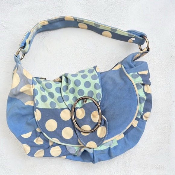 Y2K Polka Dot Patchwork Shoulder Bag baguette - Picture 1 of 9